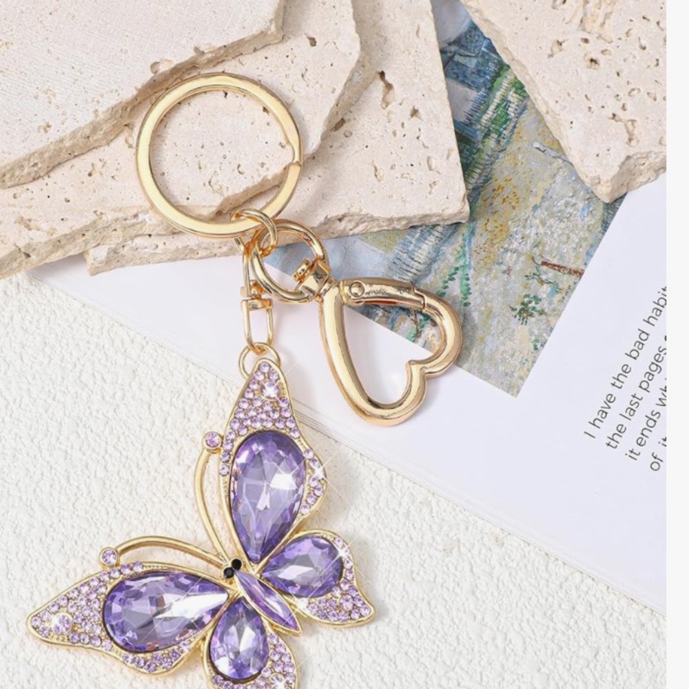 crystal butterfly purse/bag charm Keychain nwt - Picture 4 of 9